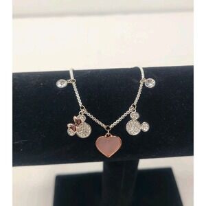 Disney Bracelet Love Minnie & Mickey Mouse Silver Rose‎ Gold Plated Adjustable